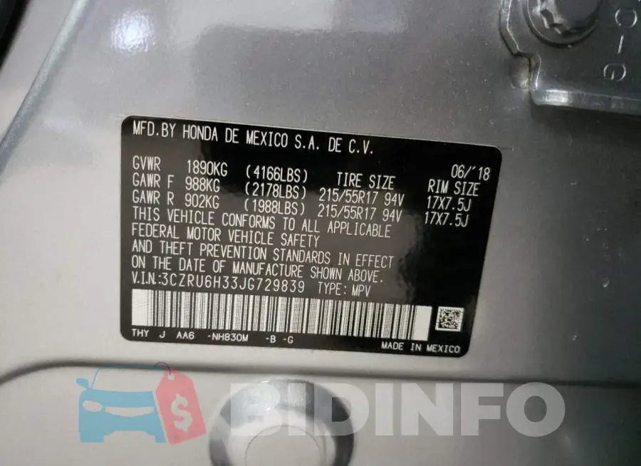 3CZRU6H33JG729839 Photo# 13