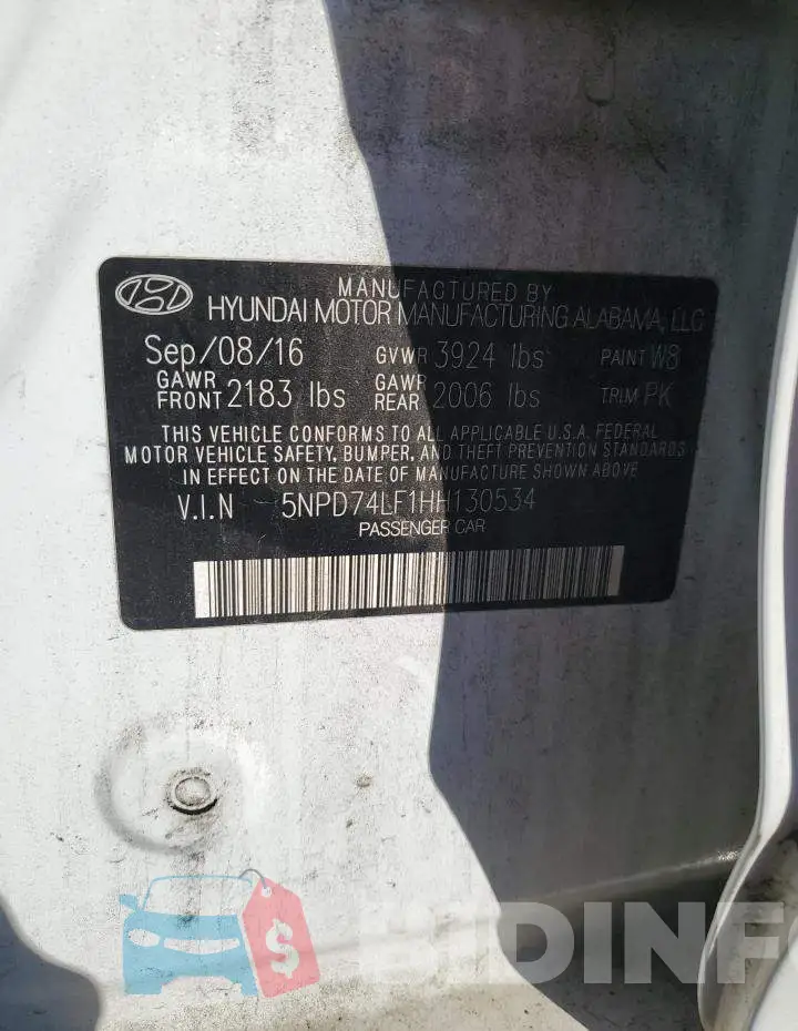 5NPD74LF1HH130534 Photo# 12