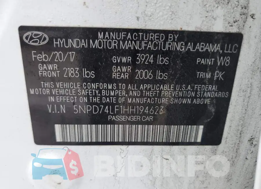 5NPD74LF1HH194623 Photo# 12