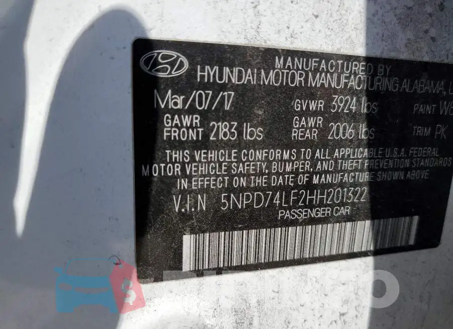 5NPD74LF2HH201322 Photo# 13