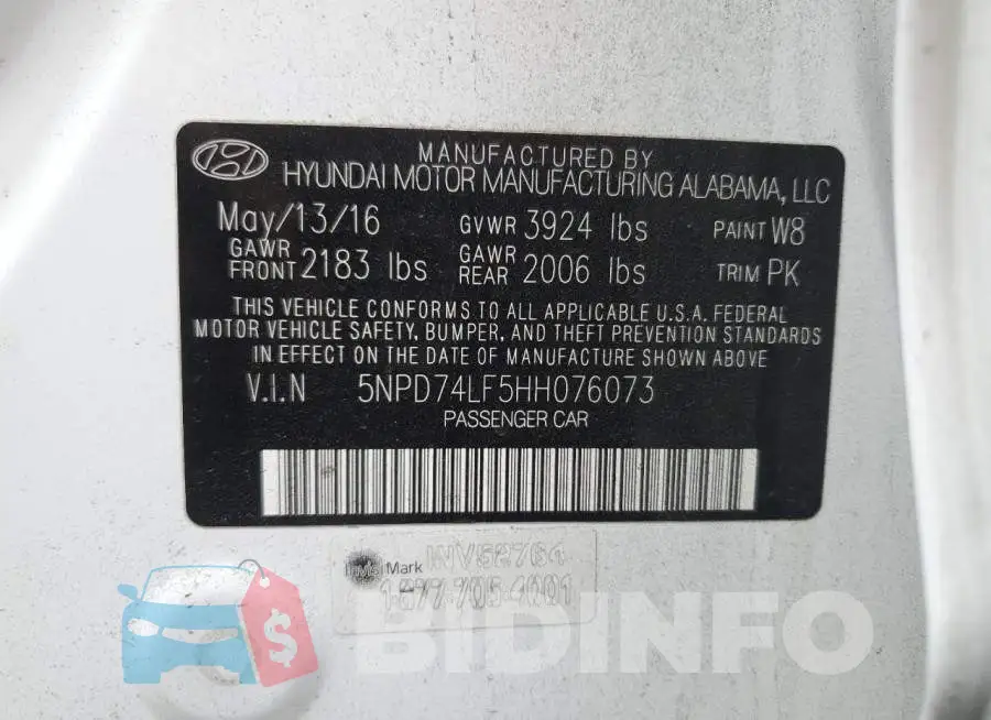 5NPD74LF5HH076073 Photo# 13