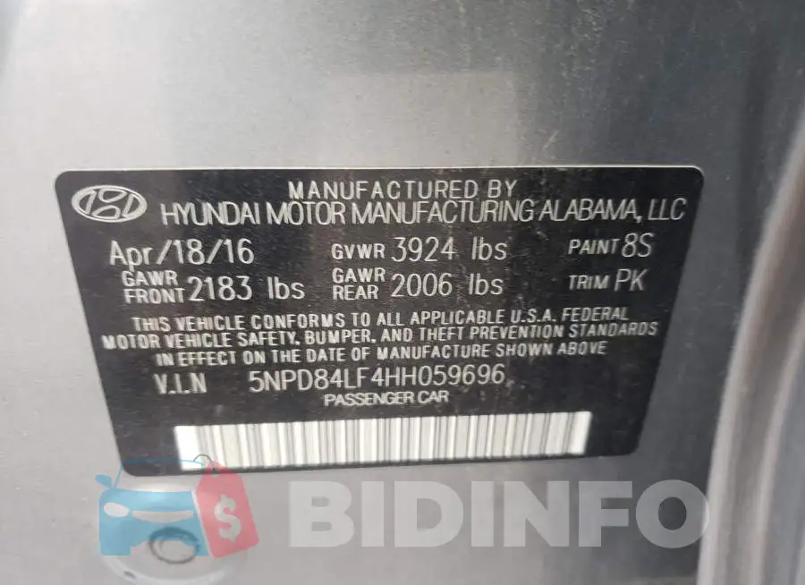 5NPD84LF4HH059696 Photo# 12
