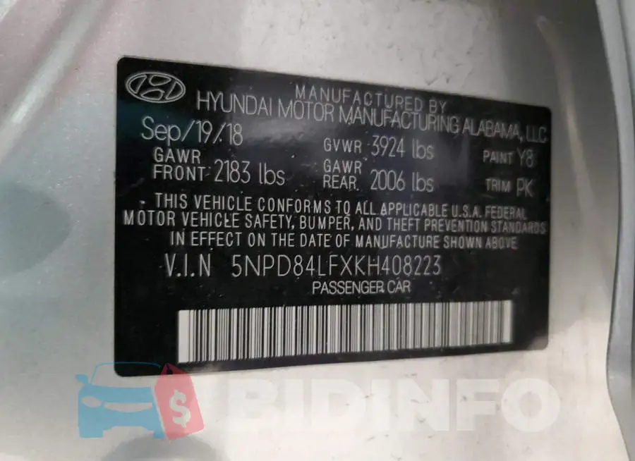 5NPD84LFXKH408223 Photo# 13
