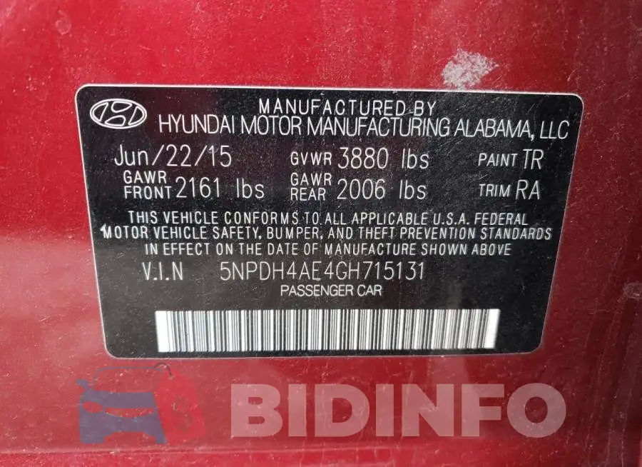5NPDH4AE4GH715131 Photo# 12