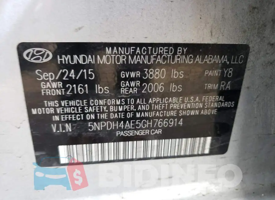 5NPDH4AE5GH766914 Photo# 12