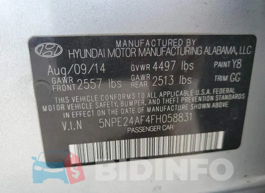 5NPE24AF4FH058831 Photo# 12