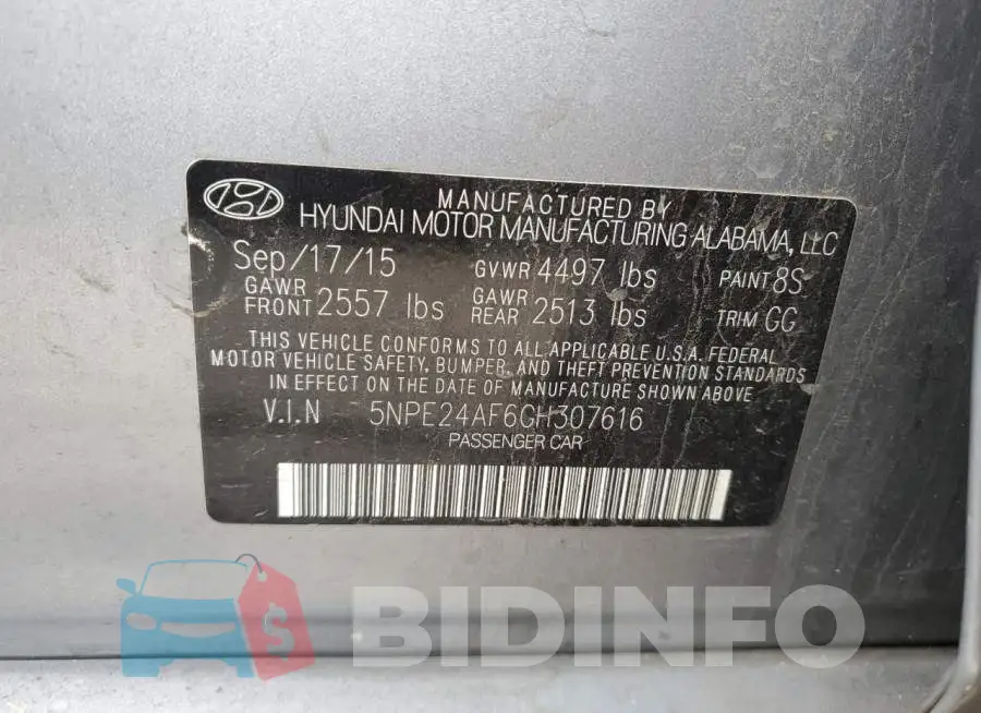 5NPE24AF6GH307616 Photo# 12