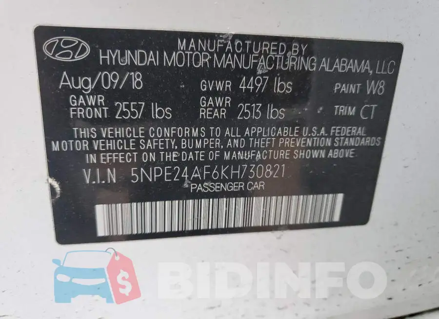 5NPE24AF6KH730821 Photo# 12