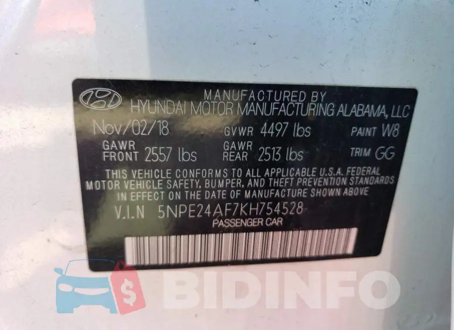 5NPE24AF7KH754528 Photo# 12