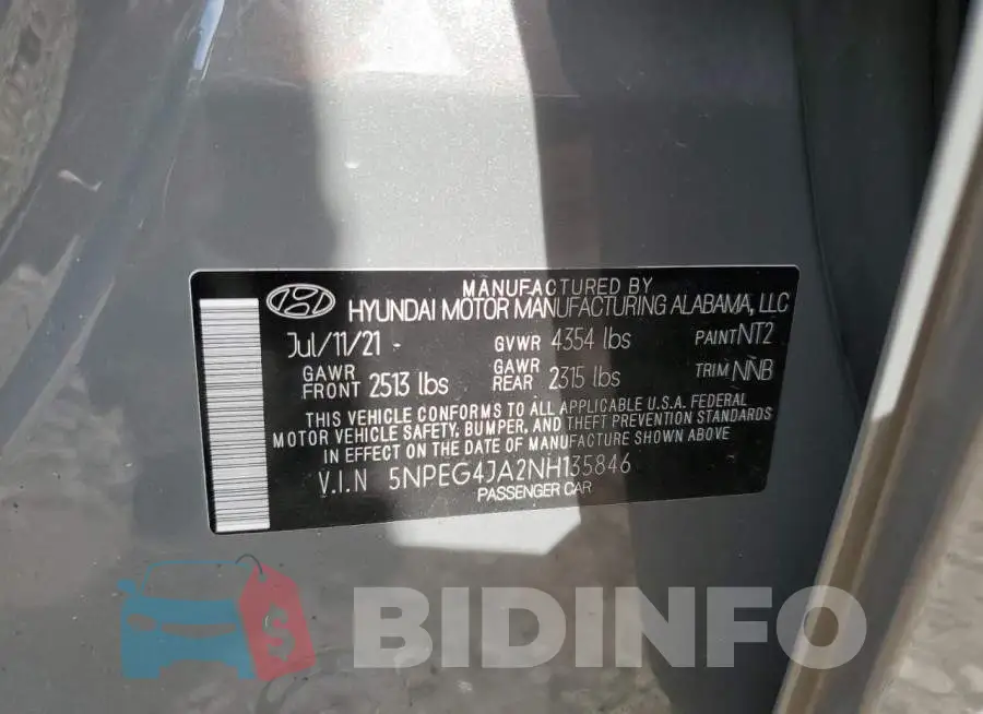 5NPEG4JA2NH135846 Photo# 12