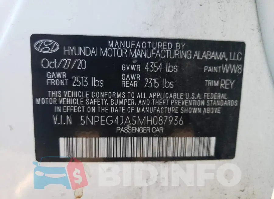 5NPEG4JA5MH087936 Photo# 12