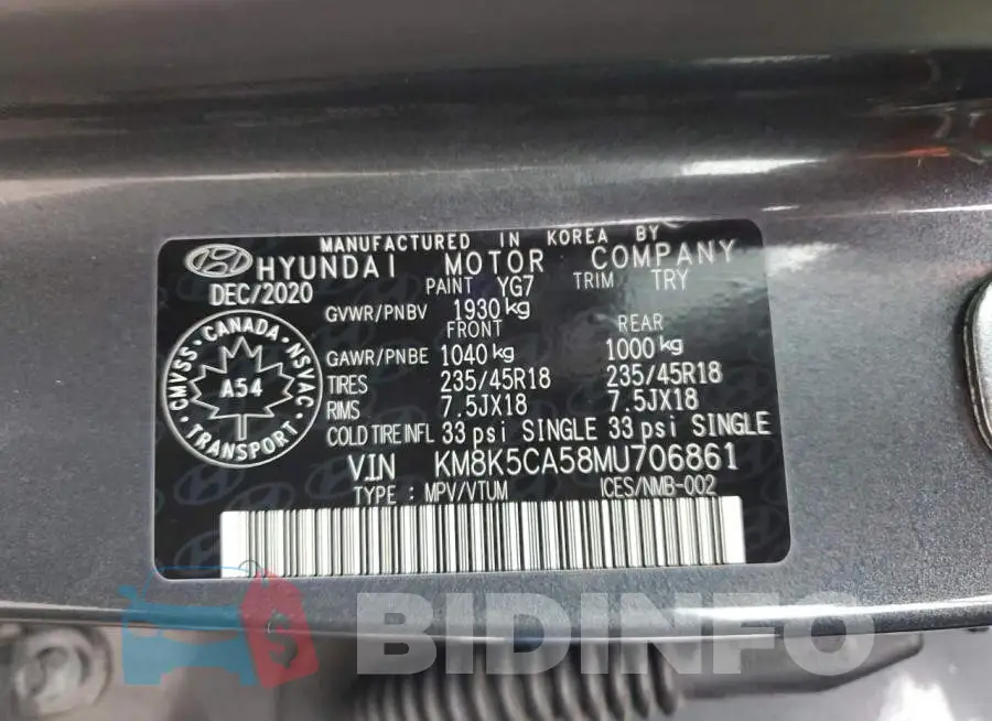 KM8K5CA58MU706861 Photo# 13