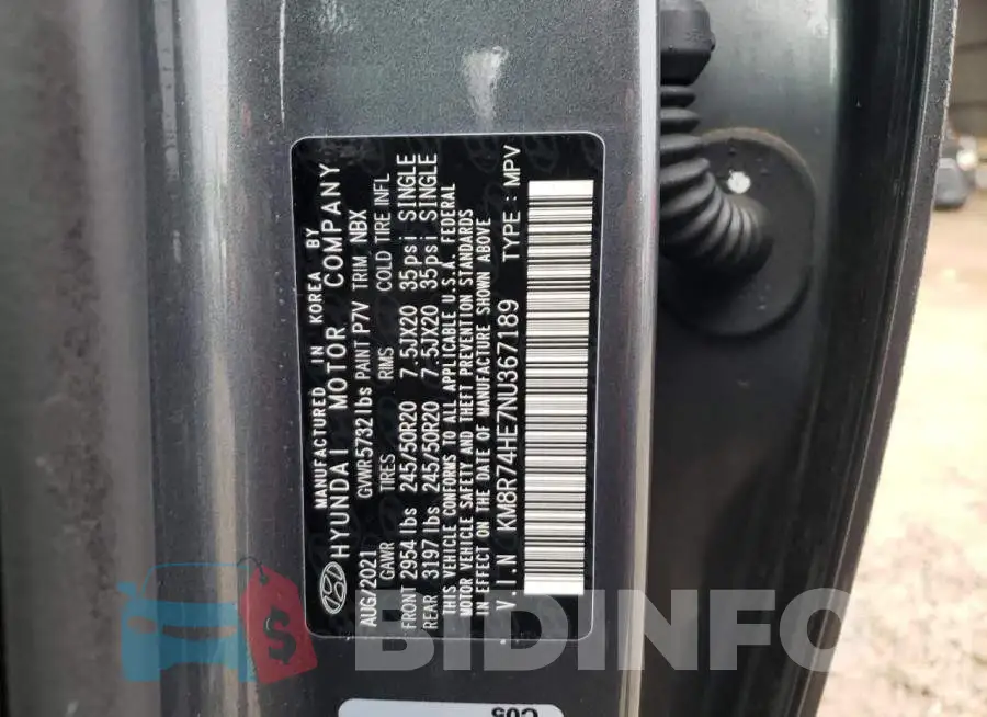 KM8R74HE7NU367189 Photo# 14