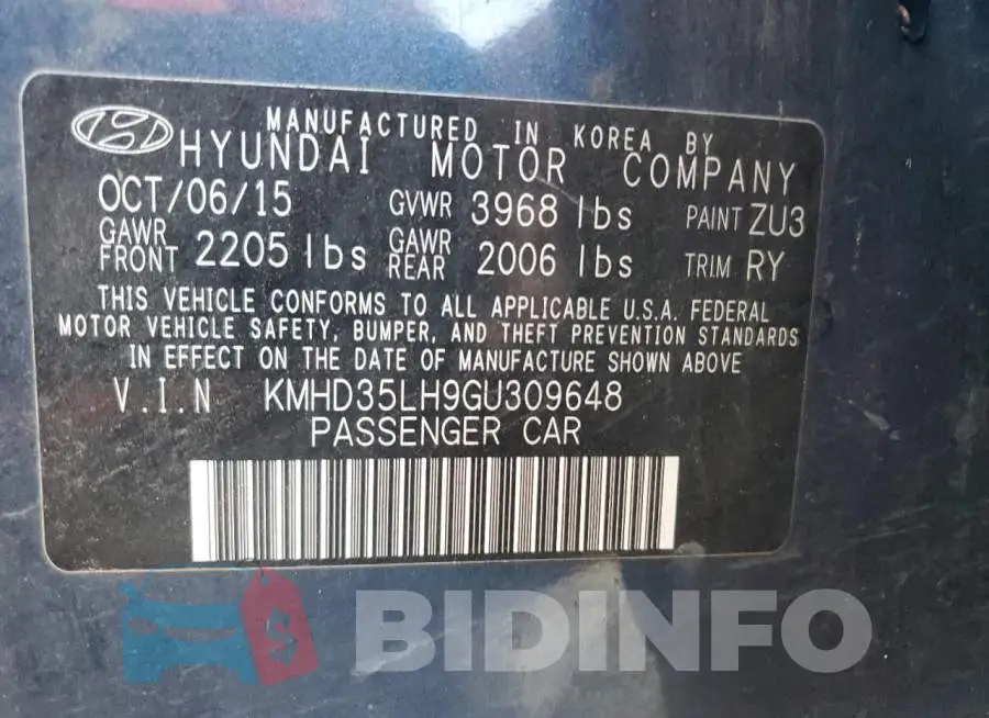 KMHD35LH9GU309648 Photo# 12