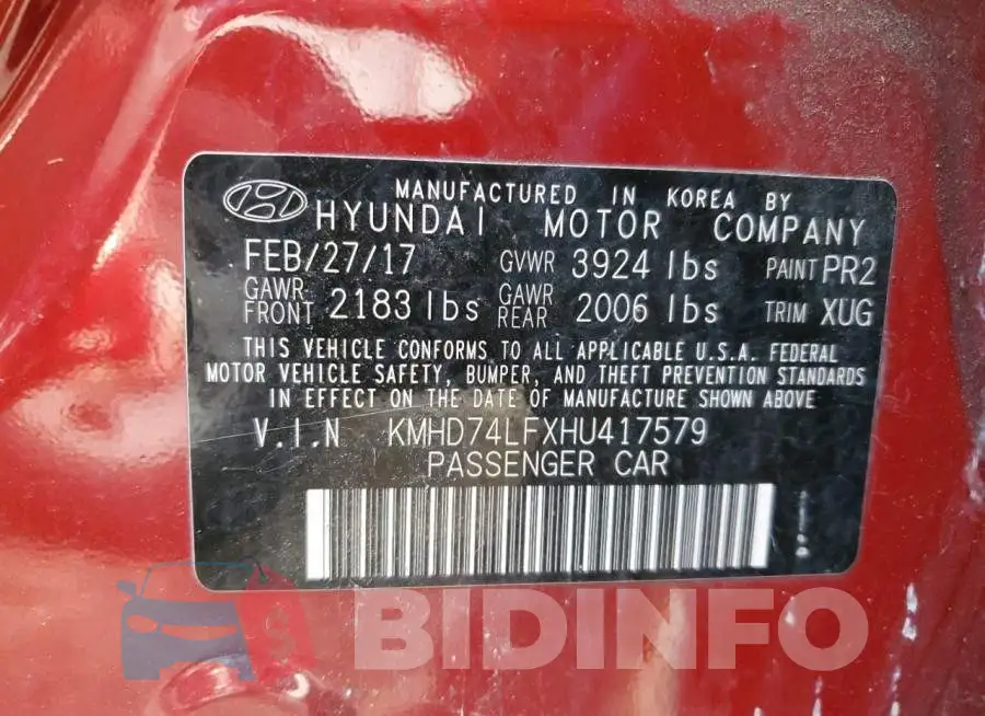 KMHD74LFXHU417579 Photo# 12