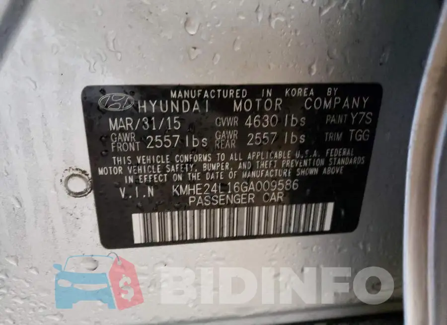 KMHE24L16GA009586 Photo# 12