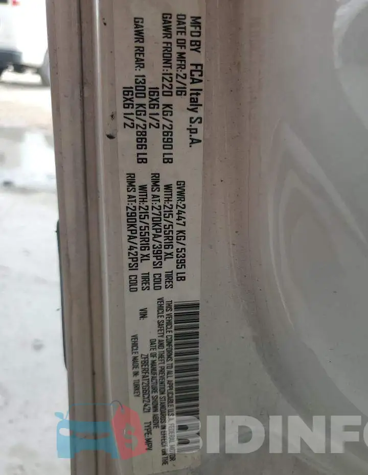 ZFBERFAT2G6C12421 Photo# 13