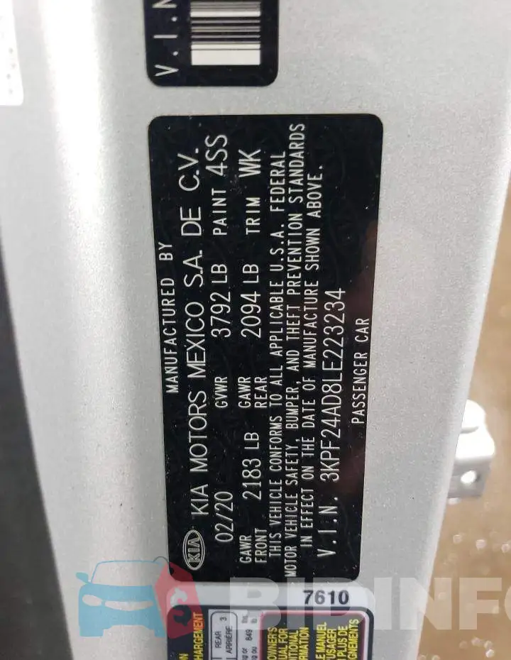 3KPF24AD8LE223234 Photo# 13