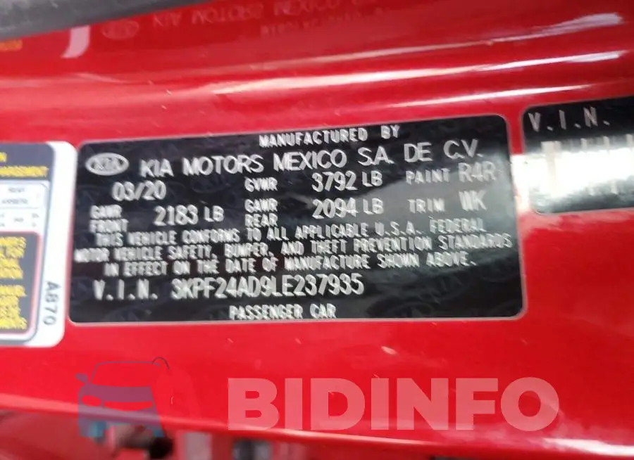 3KPF24AD9LE237935 Photo# 12