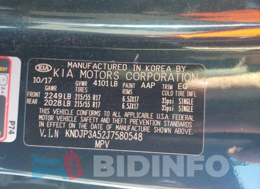 KNDJP3A52J7580548 Photo# 12