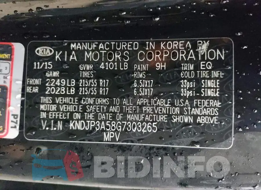 KNDJP3A58G7303265 Photo# 12