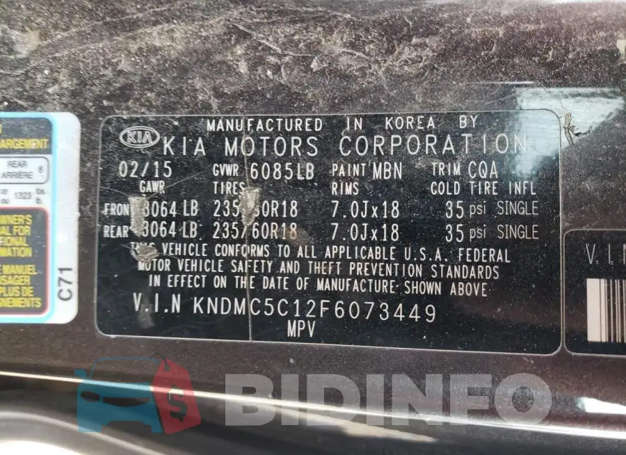 KNDMC5C12F6073449 Photo# 13
