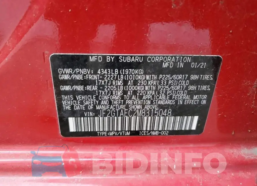 JF2GTAEC2M8315048 Photo# 12