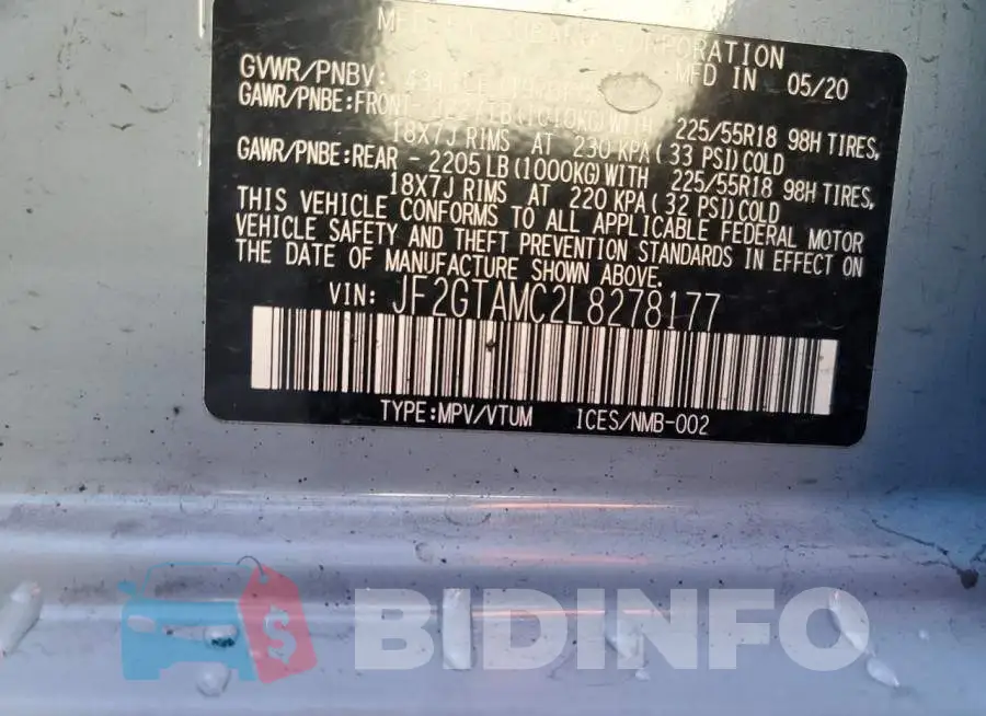 JF2GTAMC2L8278177 Photo# 13