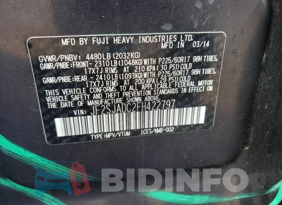 JF2SJADC2FH422797 Photo# 13