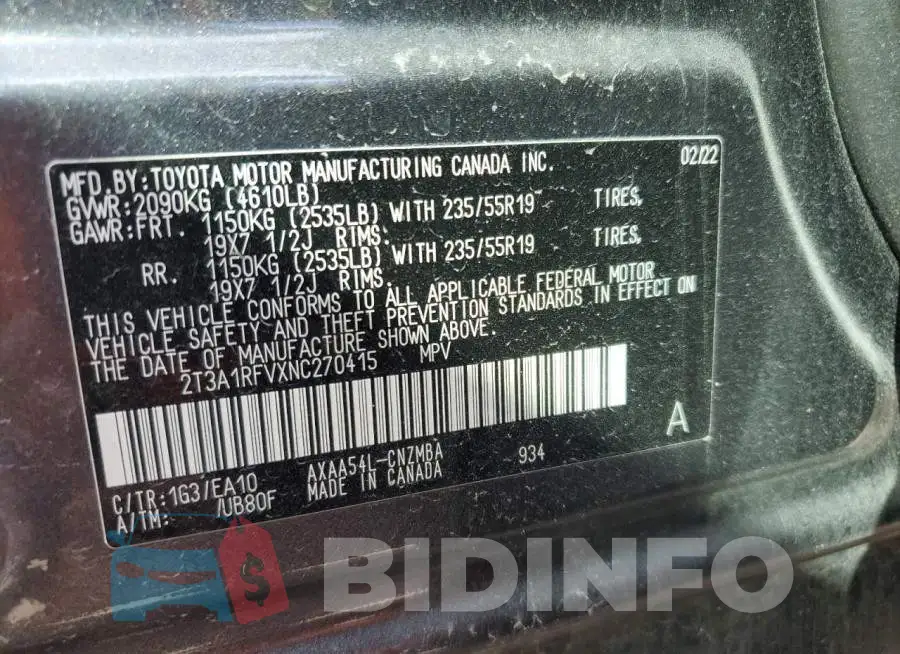 2T3A1RFVXNC270415 Photo# 12