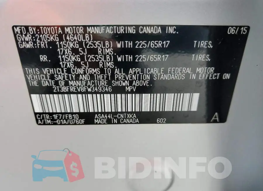 2T3BFREV8FW349346 Photo# 13