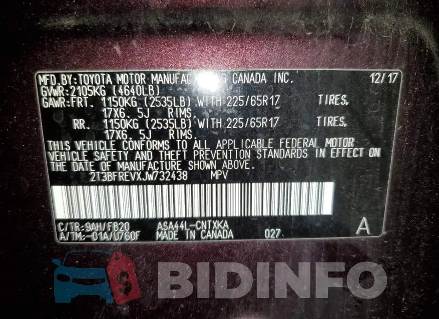 2T3BFREVXJW732438 Photo# 13