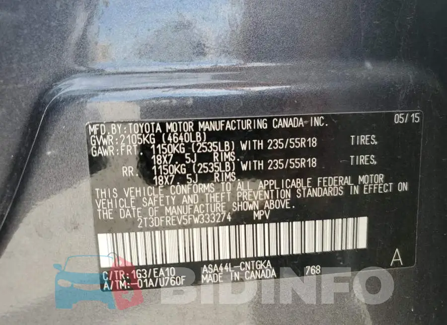 2T3DFREV5FW333274 Photo# 13