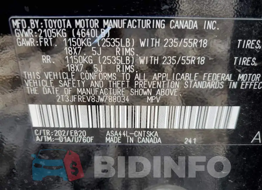 2T3JFREV8JW788034 Photo# 13