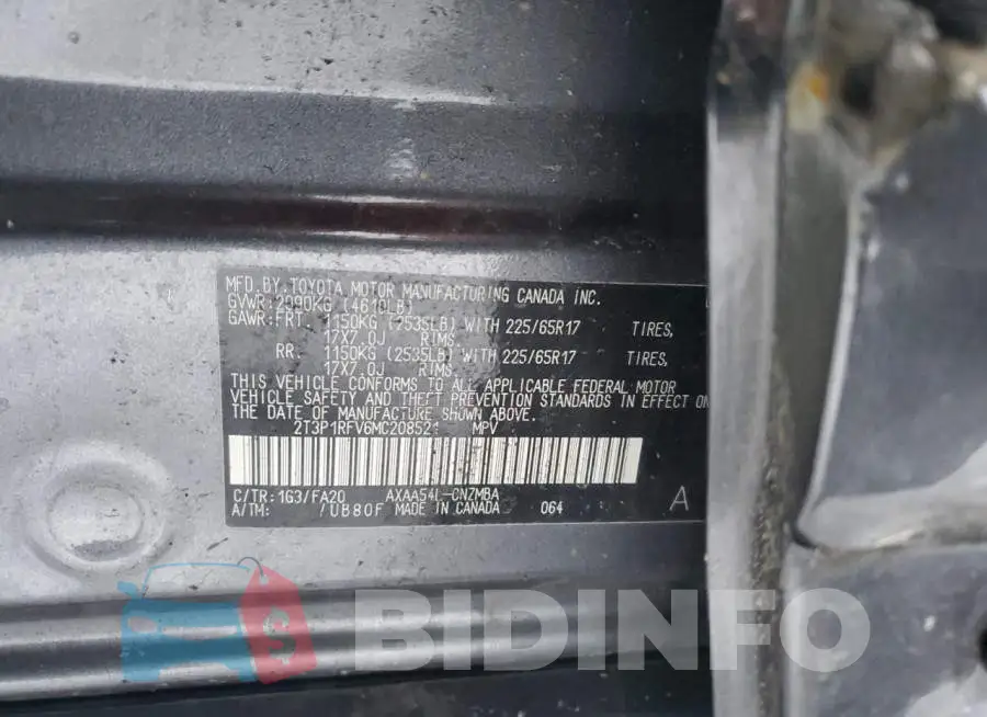 2T3P1RFV6MC208521 Photo# 13