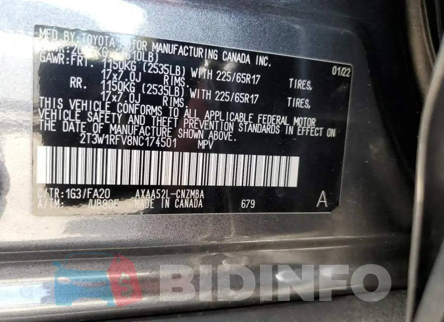 2T3W1RFV8NC174501 Photo# 12