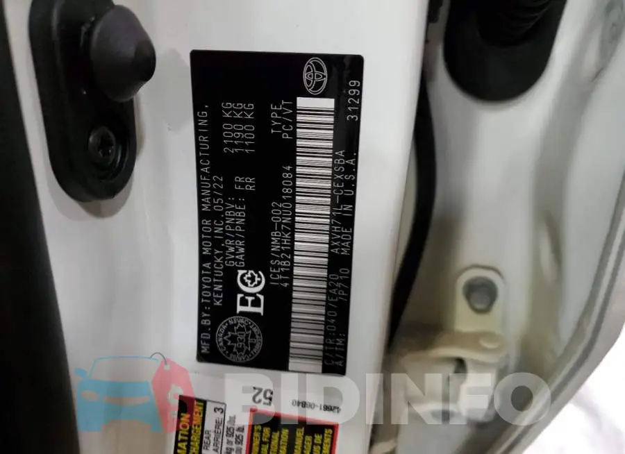 4T1B21HK7NU018084 Photo# 12