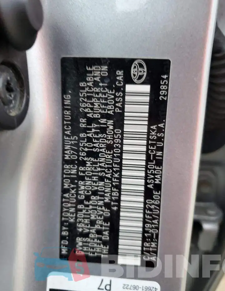 4T1BF1FK1FU103950 Photo# 12