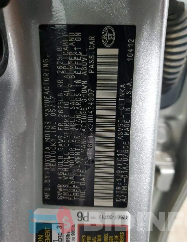4T1BF1FK7HU434907 Photo# 12