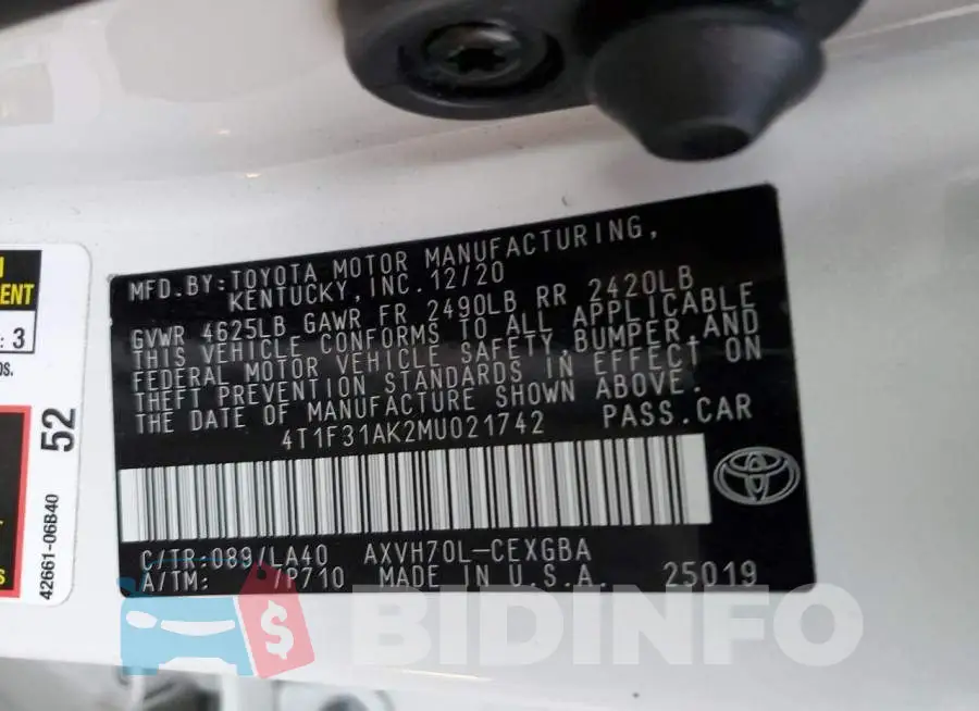 4T1F31AK2MU021742 Photo# 12