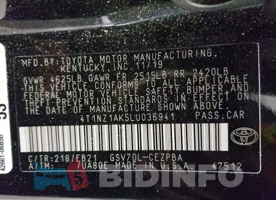 4T1NZ1AK5LU036941 Photo# 12