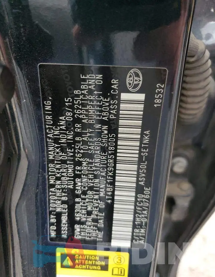 4T4BF1FK9GR518005 Photo# 12