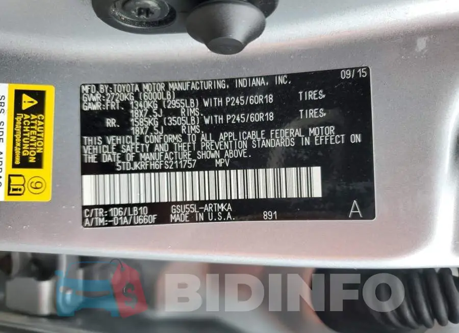 5TDJKRFH6FS211757 Photo# 13