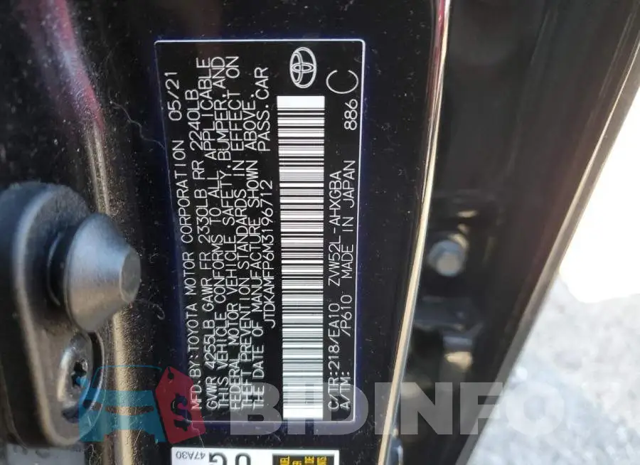 JTDKAMFP6M3196712 Photo# 12