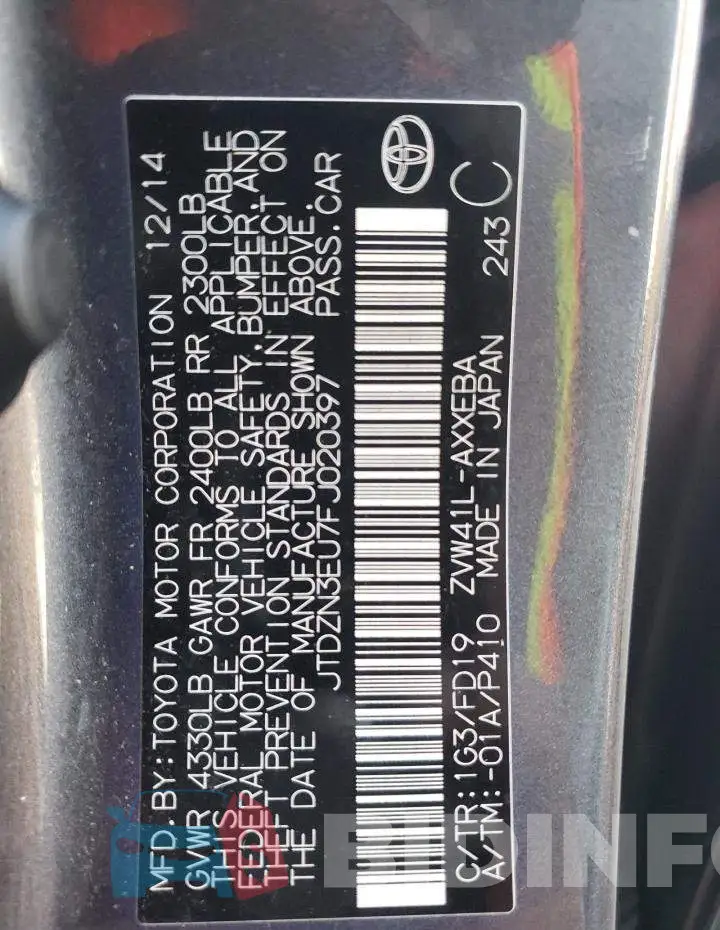 JTDZN3EU7FJ020397 Photo# 12