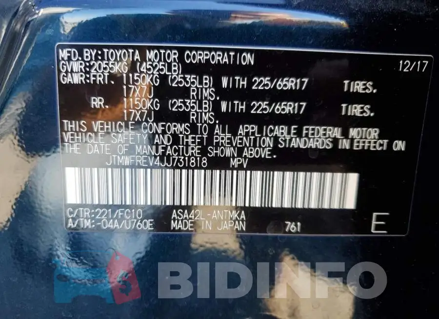 JTMWFREV4JJ731818 Photo# 12