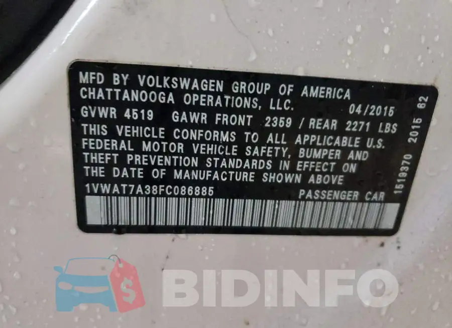 1VWAT7A38FC086885 Photo# 12