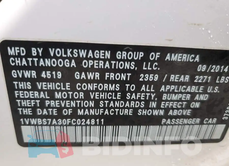1VWBS7A30FC024811 Photo# 13