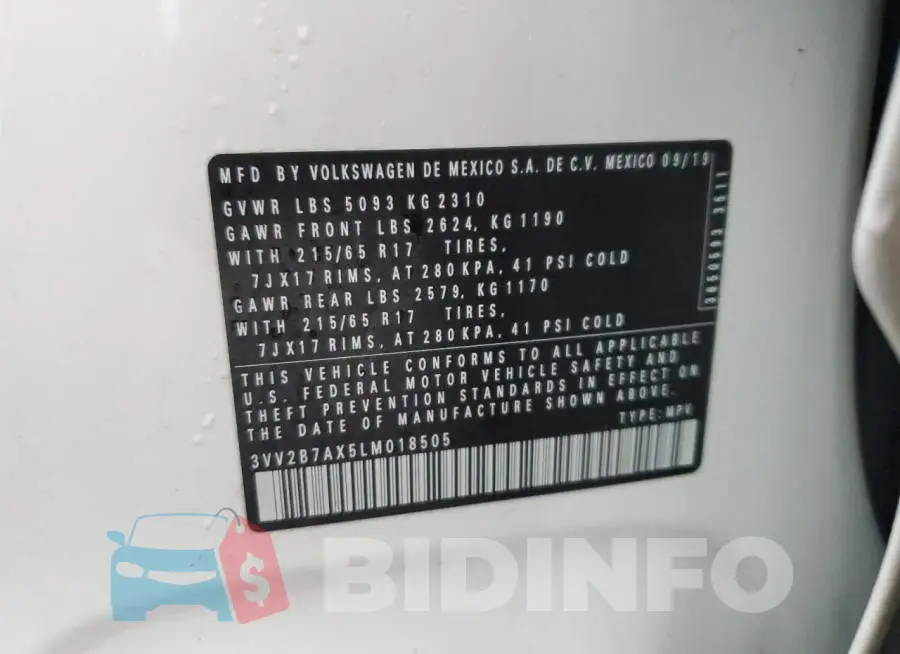 3VV2B7AX5LM018505 Photo# 13