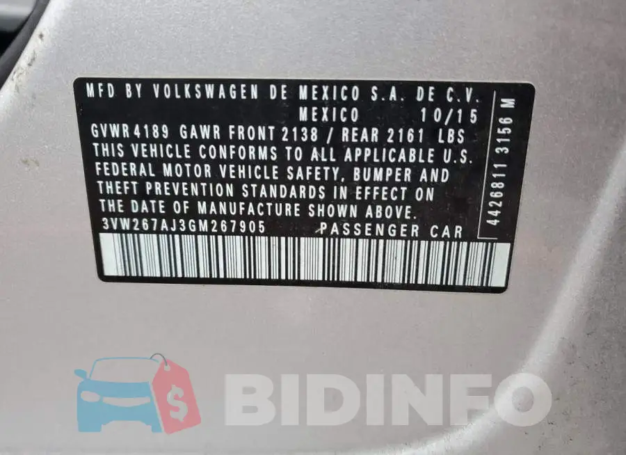3VW267AJ3GM267905 Photo# 12
